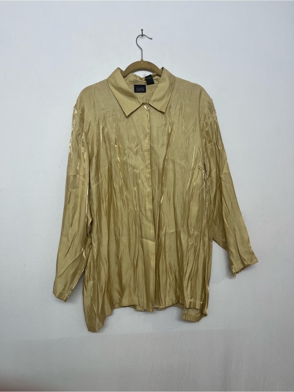 Hillard & Hanson Shimmery Gold Button-Front Jacket